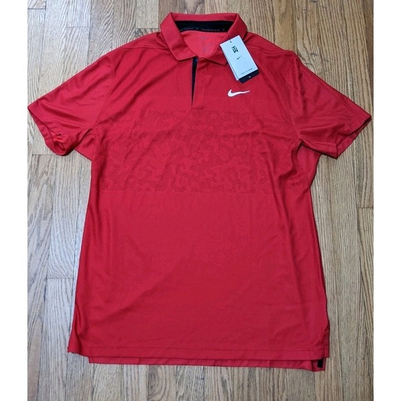Nike ADV Tiger Woods Golf Polo Shirt Top Dri-FIT Red DR5327 $110 Men's Sz L-TALL - Picture 1 of 6